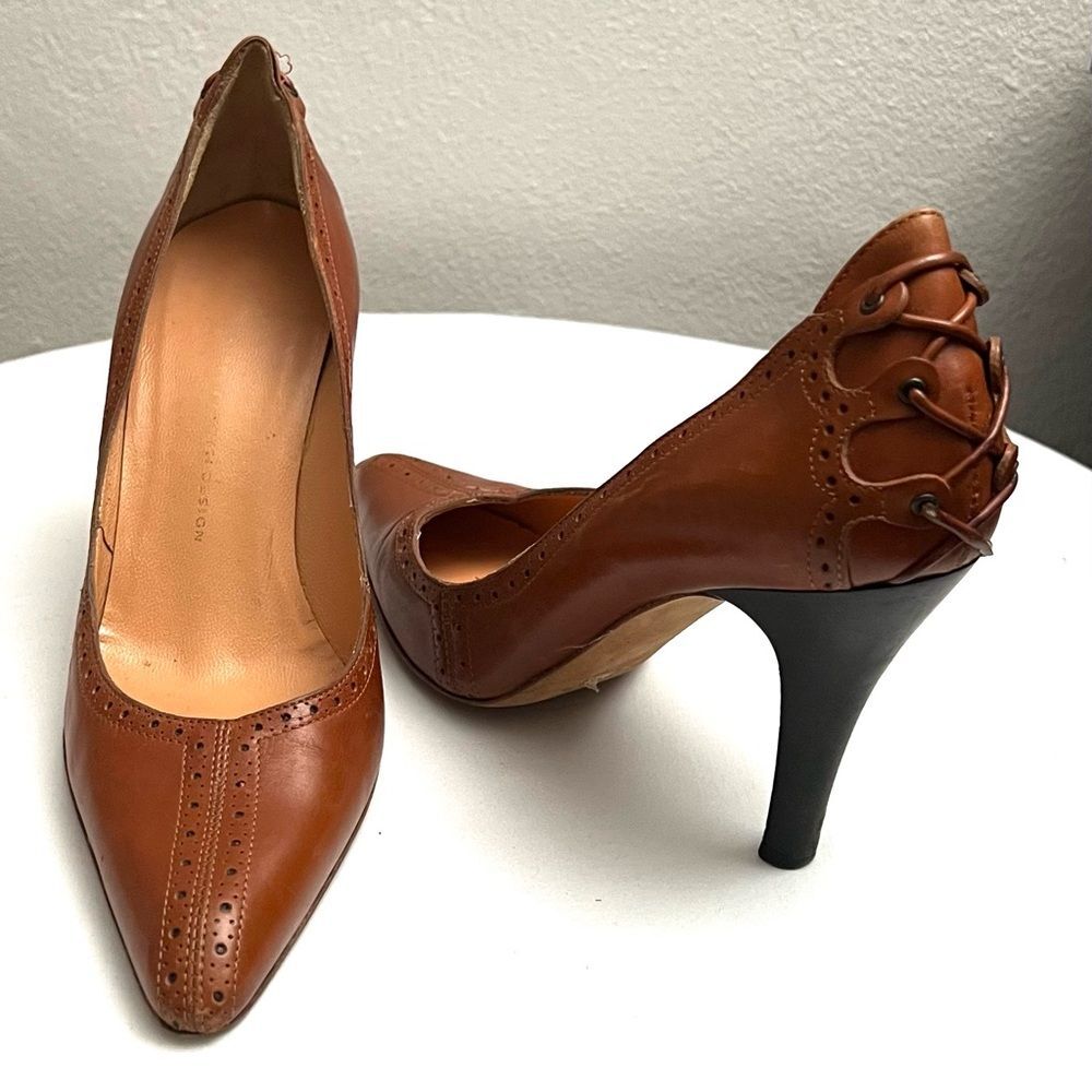 Giuseppe Zanotti VICINI Leather Stiletto Designer Heels Womens Sz 6.5 Tan Luxury - Picture 2 of 16